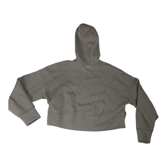 YPB women's small NeoKnit Gray Hoodie abercrombie crop tan brown workout - Picture 2 of 8